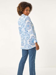 Roman Blue Printed Collar 100% Cotton Shirt - Image 2 of 5