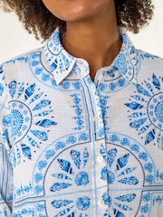 Roman Blue Printed Collar 100% Cotton Shirt - Image 5 of 5