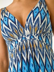 Roman Blue Geometric V-Neck Maxi Dress - Image 5 of 5