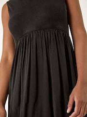Roman Black Ribbed Stretch Midi Dress - Image 5 of 5