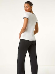 Roman White Bow Front Stretch T-Shirt - Image 3 of 5