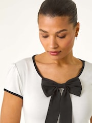 Roman White Bow Front Stretch T-Shirt - Image 4 of 5