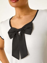 Roman White Bow Front Stretch T-Shirt - Image 5 of 5