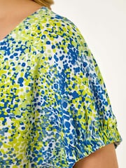 Roman Green Abstract Spot Print Pleat Front Blouse - Image 5 of 5