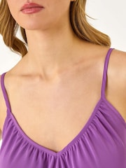 Roman Purple Gathered V-Neck Stretch Vest Top - Image 5 of 5
