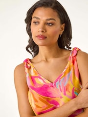 Roman Pink Abstract Print V-Neck Camisole Top - Image 2 of 5