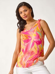 Roman Pink Abstract Print V-Neck Camisole Top - Image 5 of 5