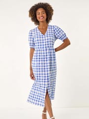 Roman Check Button Midi Dress - Изображение 2 из 5