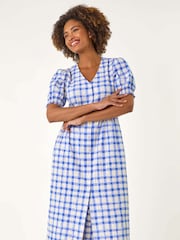 Roman Check Button Midi Dress - Изображение 4 из 5