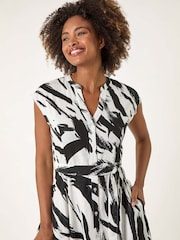 Roman Black Brushstroke Mix Midi Dress - Image 4 of 5
