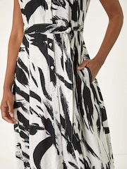 Roman Black Brushstroke Mix Midi Dress - Image 5 of 5