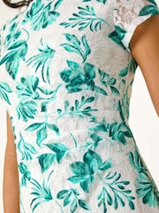 Roman Green Floral Lace Stretch Shift Dress - Image 2 of 5