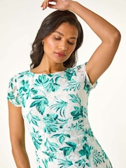 Roman Green Floral Lace Stretch Shift Dress - Image 3 of 5
