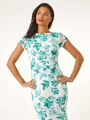Roman Green Floral Lace Stretch Shift Dress - Image 5 of 5