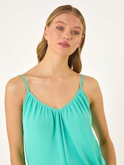 Roman Blue Gathered V-Neck Stretch Vest Top - Image 4 of 5