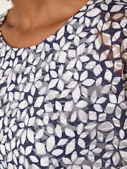 Roman Blue Printed Lace Bubble Hem Blouse - Image 2 of 5