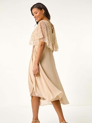 Natur - Roman – Maxi-Wickelkleid mit Paillettenverzierung - Bild 1 von 5