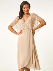 Natur - Roman – Maxi-Wickelkleid mit Paillettenverzierung - Bild 2 von 5