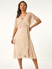 Natur - Roman – Maxi-Wickelkleid mit Paillettenverzierung - Bild 3 von 5