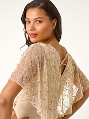Natur - Roman – Maxi-Wickelkleid mit Paillettenverzierung - Bild 4 von 5