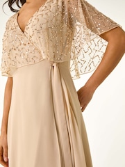 Natur - Roman – Maxi-Wickelkleid mit Paillettenverzierung - Bild 5 von 5