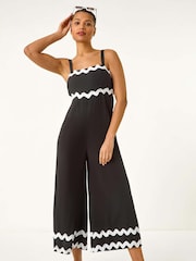 Roman Black Ric Rac Strap Detail Jumpsuit - Image 2 of 5