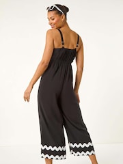 Roman Black Ric Rac Strap Detail Jumpsuit - Image 3 of 5
