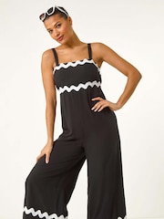 Roman Black Ric Rac Strap Detail Jumpsuit - Image 4 of 5