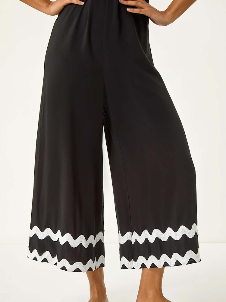 Roman Black Ric Rac Strap Detail Jumpsuit - Image 5 of 5