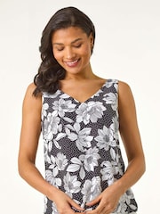 Roman Mono Floral Print V-Neck Camisole Top - Bild 2 von 5