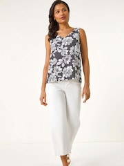 Roman Mono Floral Print V-Neck Camisole Top - Bild 3 von 5