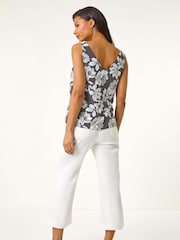 Roman Mono Floral Print V-Neck Camisole Top - Bild 4 von 5