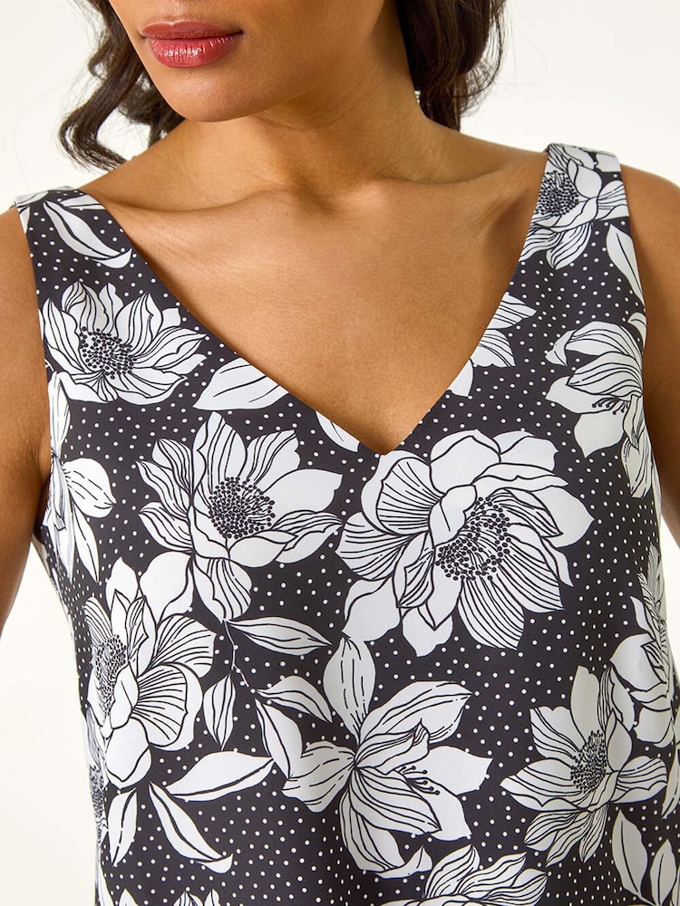Roman Mono Floral Print V-Neck Camisole Top - Bild 5 von 5