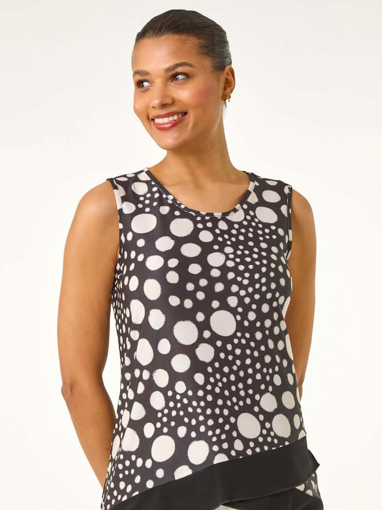 Roman Spotted Print Asymmetric Vest Top - Bild 1 von 5
