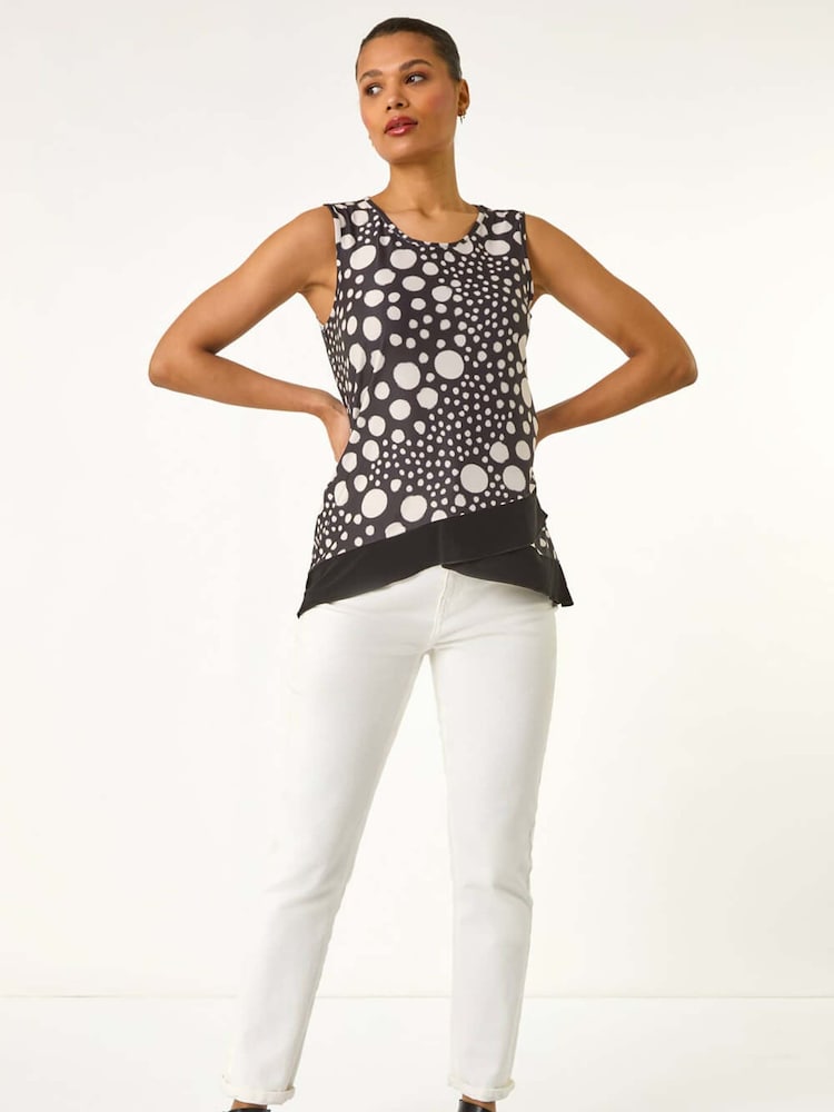 Roman Spotted Print Asymmetric Vest Top - Bild 2 von 5