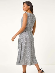 Roman White Spot Print Pleated Midi Dress - Image 3 of 5