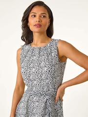 Roman White Spot Print Pleated Midi Dress - Image 4 of 5