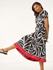 Roman Black Linear Border Shirt Dress - Image 1 of 5