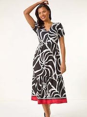 Roman Black Linear Border Shirt Dress - Image 3 of 5