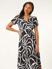 Roman Black Linear Border Shirt Dress - Image 4 of 5