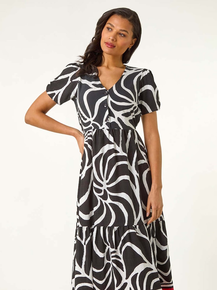 Womens Roman Black Linear Border Shirt Dress US 14