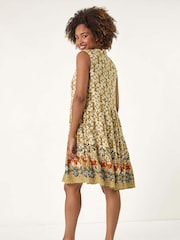 Roman Green Leaf Print Button Smock Dress - Image 2 of 5