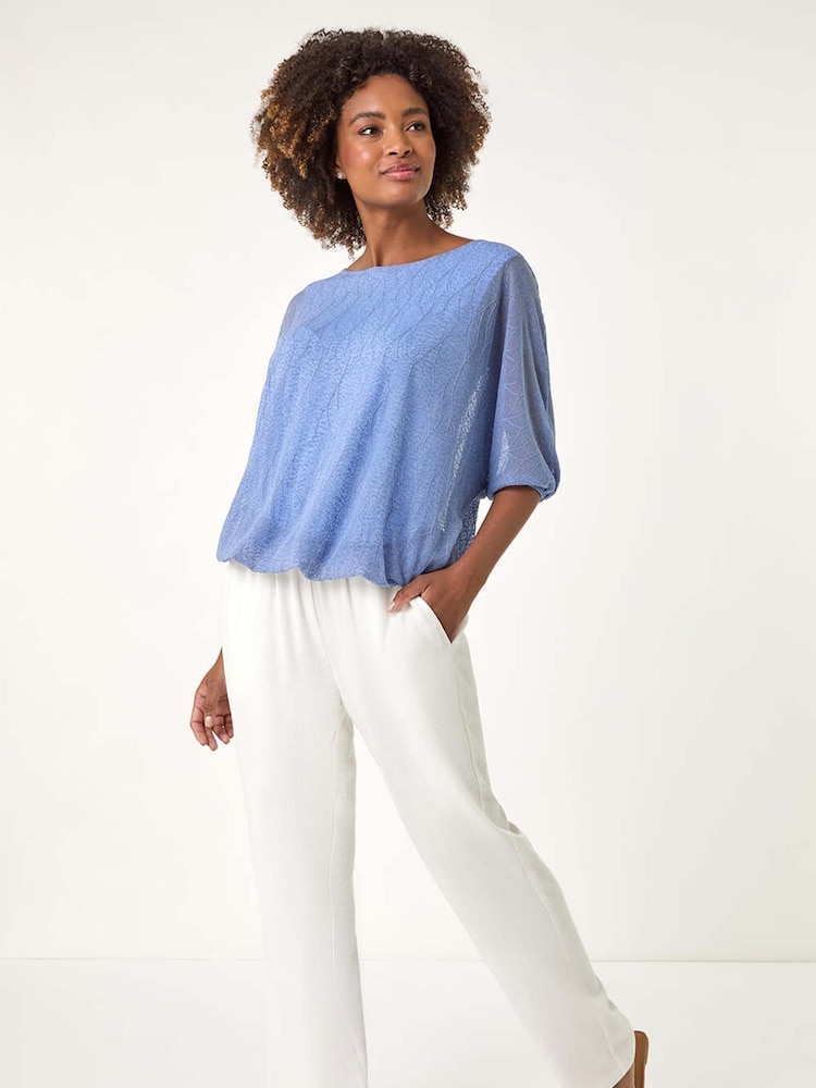 Roman Black Mesh Bubble Hem Blouse - Image 2 of 5