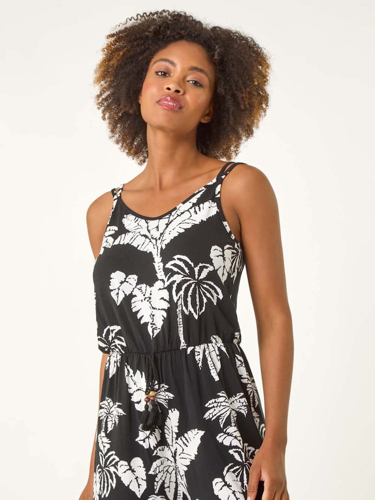 Roman Black Palm Double Strap Playsuit - Image 2 of 5