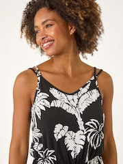 Roman Black Palm Double Strap Playsuit - Image 4 of 5