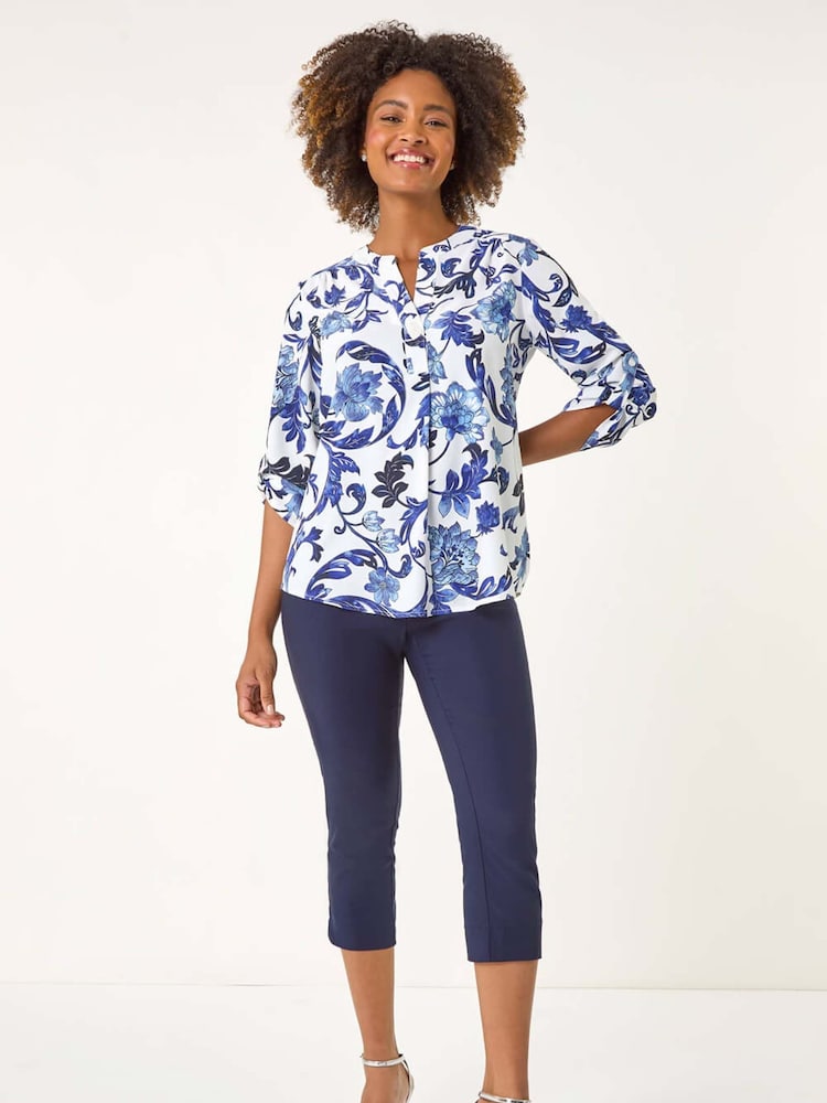 Roman Floral Print Gathered Blouse - Imagen 2 de 5 Roman Floral Print Gathered Blouse - Imagen 2 de 5