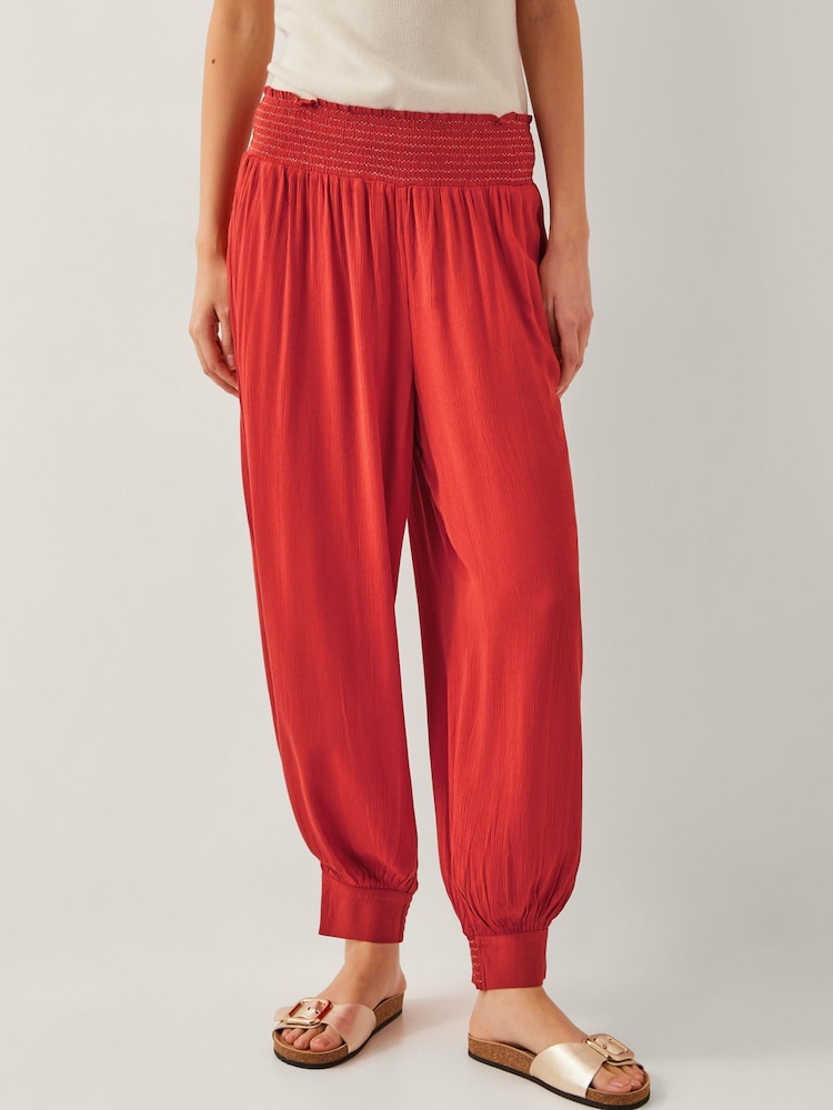 Monsoon Orange Reese Shirred Harem Trousers - Image 2 of 5 Monsoon Orange Reese Shirred Harem Trousers - Image 2 of 5