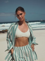 Green/White Summer Shirt With Linen - Image 2 of 8
