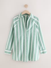 Green/White Summer Shirt With Linen - Image 6 of 8