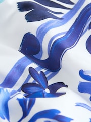 Blau/Weiß mit Blumendruck - Wickel-Badeanzug mit Bauchkontrolle - Bild 6 von 8